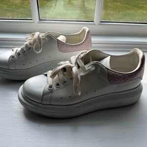 Women's White and Pink Sneakers